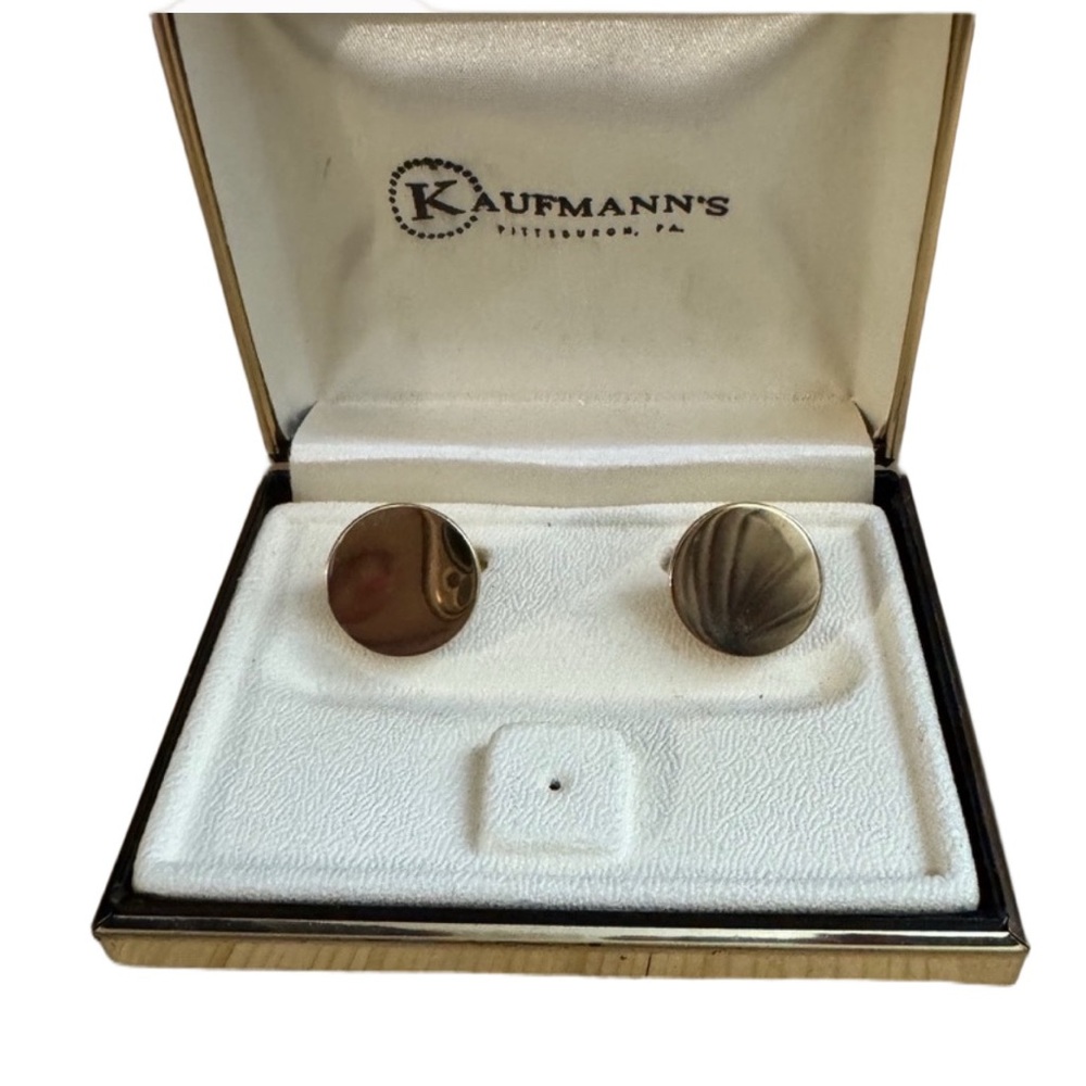 Vintage Gold Tone Round Cufflinks Kaufmann’s Pittsburgh Men’s Dress Shirt Formal